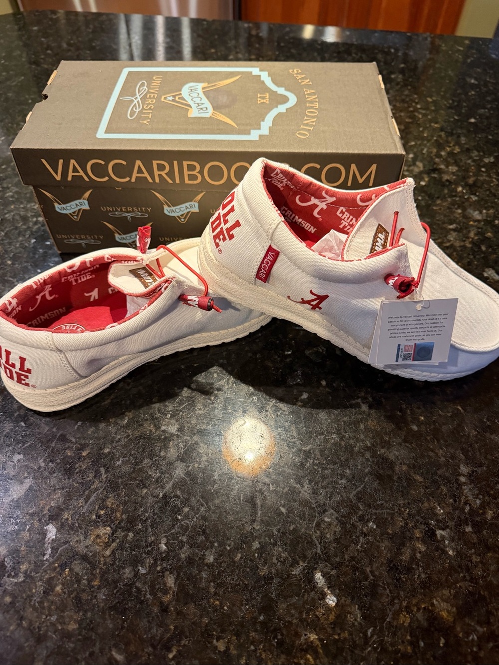Vaccari University Alabama Crimson Tide White Canvas Loafers Roll Tide Shoes - Picture 2 of 3